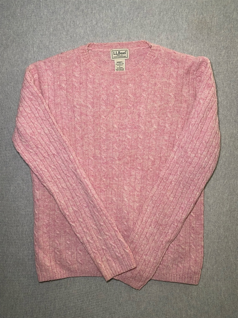 L.L. Bean Women's Cable Knit Long Sleeve Pink Sweater Size Small